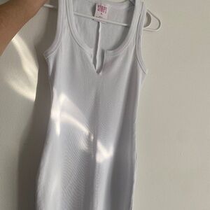 Stript White Notch Tank Dress
